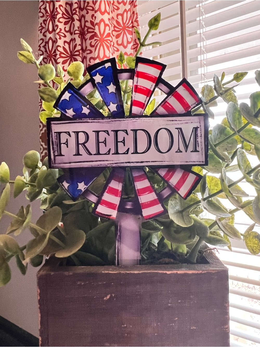 Patriotic 'FREEDOM' Windmill Garden Stake - Red White Blue